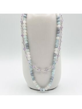 LAVENDER jade rosary and blue stone choker
